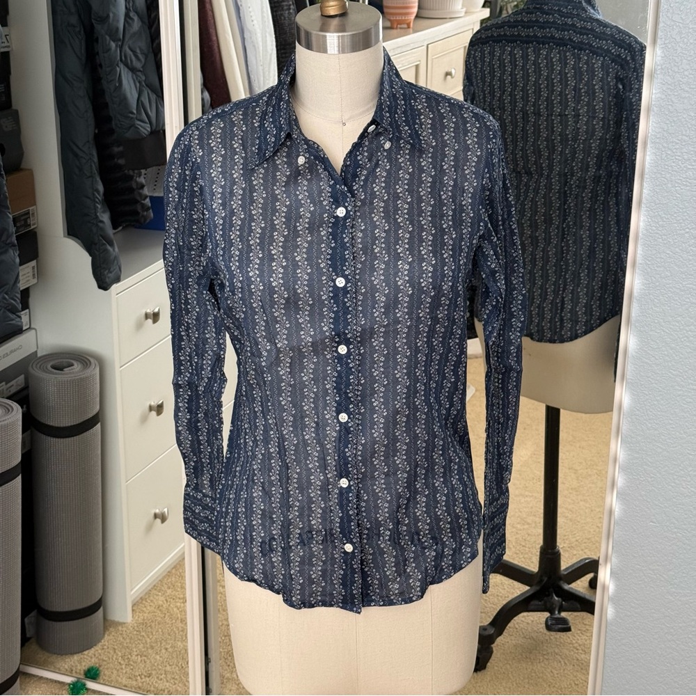J. Crew Navy White Shirt Size:  0